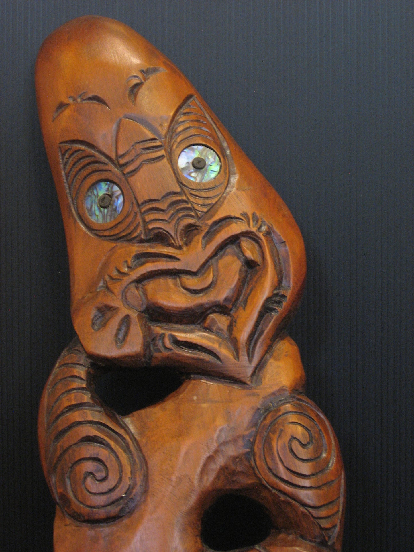 Detail of New Zealand Maori Tekoteko Carving by Gary Holder Silver Fern Gallery