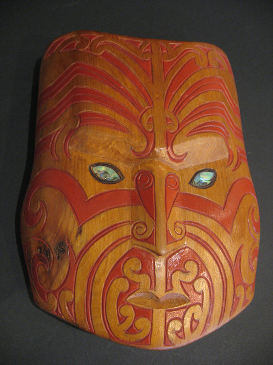 Hand Carved Maori Upoko Mask by Thomas Hansen Silver Fern Gallery