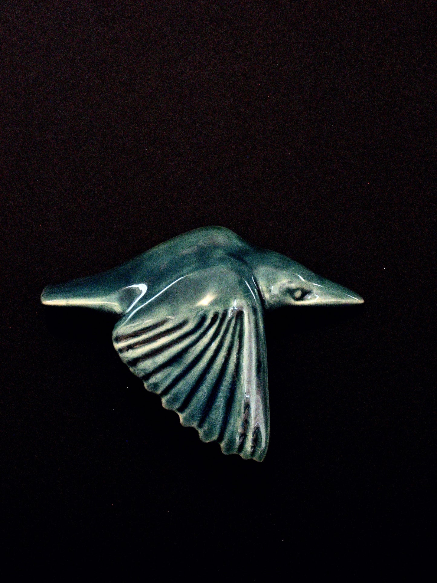 Ceramic Kotare (Kingfisher wings down) by Bob Steiner Silver Fern Gallery