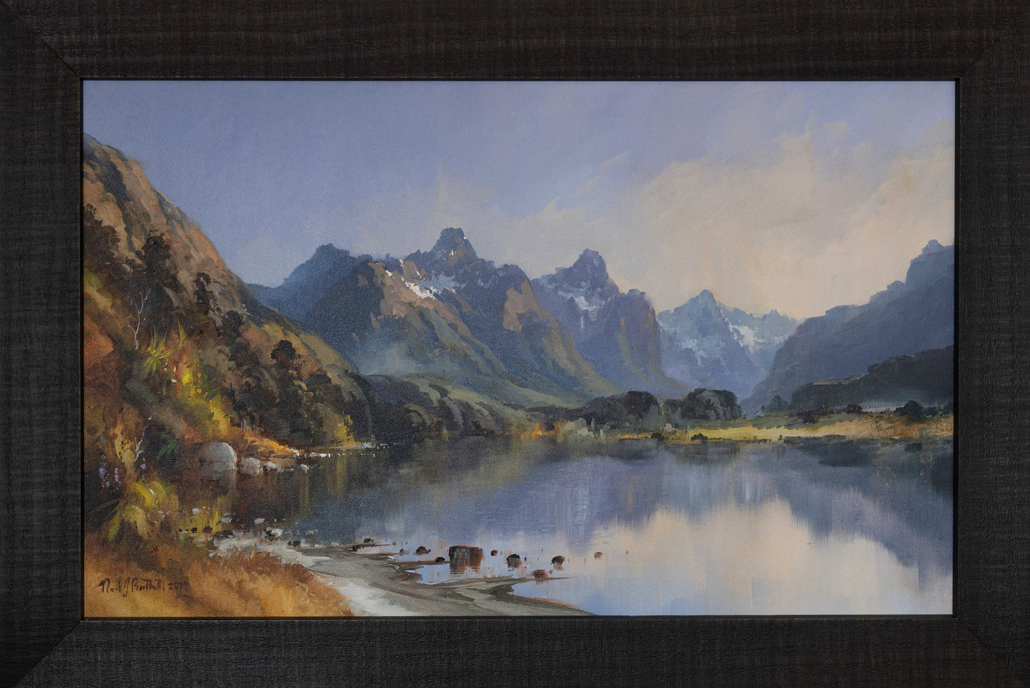 Oil Painting by renowned landscape artist Neil J Bartlett of Diamond Lake Glenorchy New Zealand Silver Fern Gallery