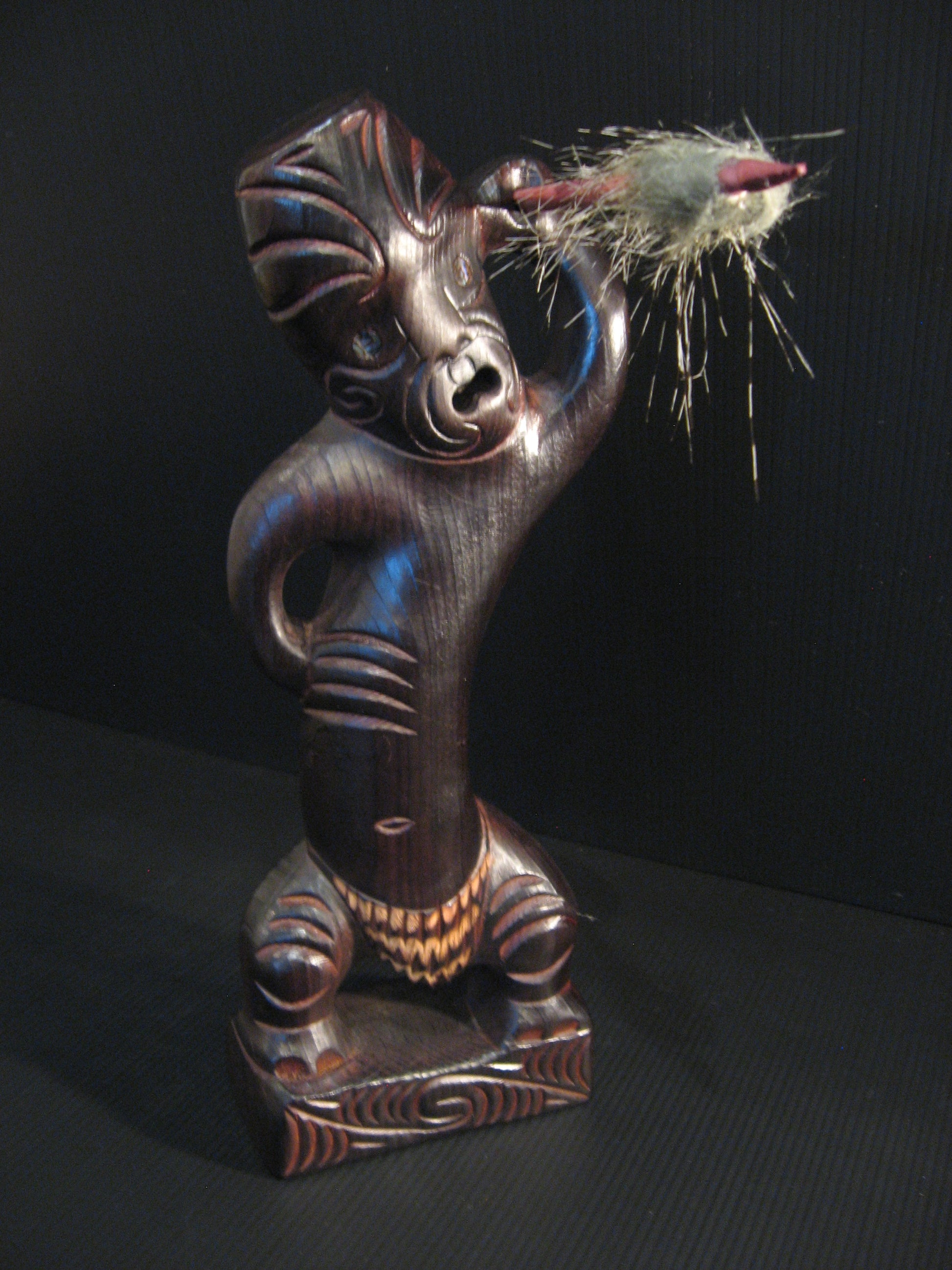 Hand Carved Maori Tekoteko Carving by Thomas Hansen Silver Fern Gallery