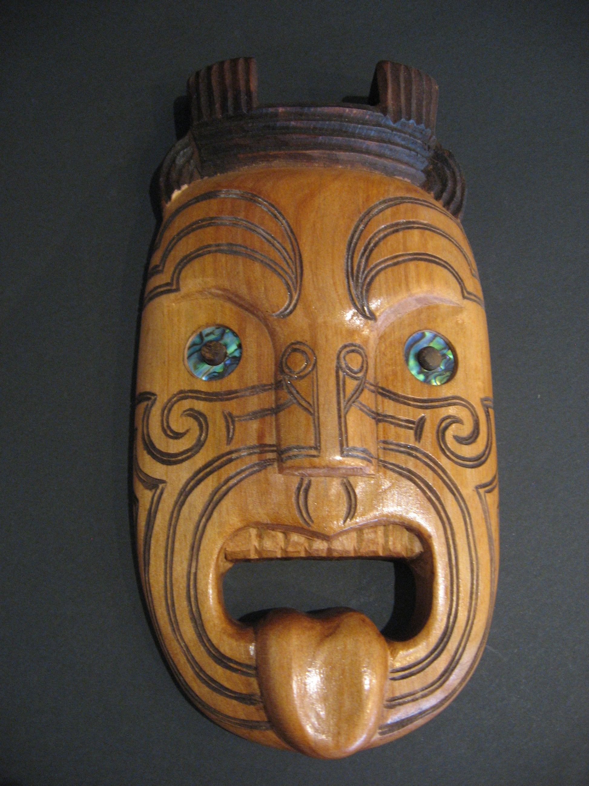 Hand Carved Maori Parata Mask by Thomas Hansen Silver Fern Gallery