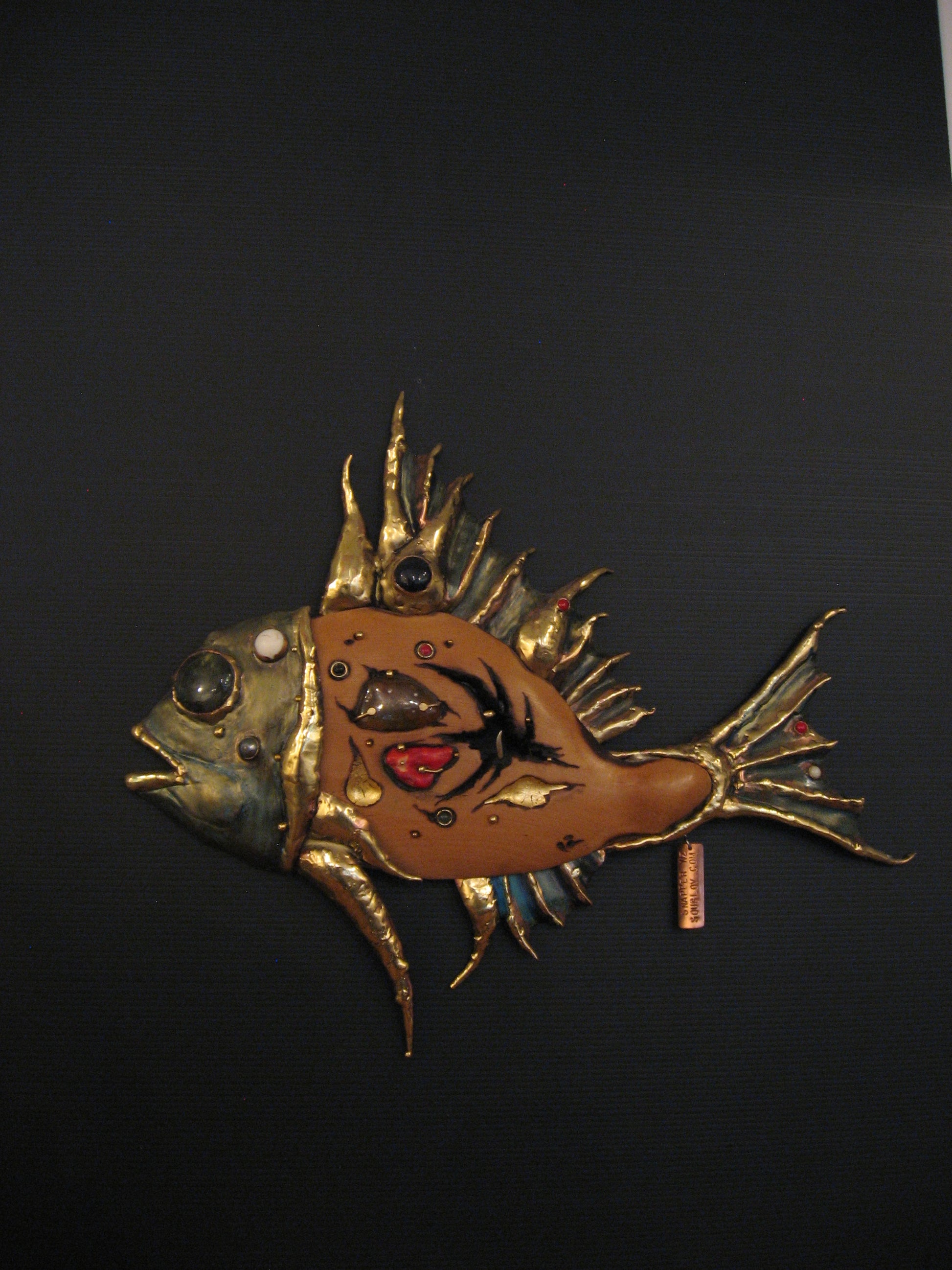 Snapper Fish Wall Art of Metal Wood and Gems by Serge Souslov Silver Fern Gallery