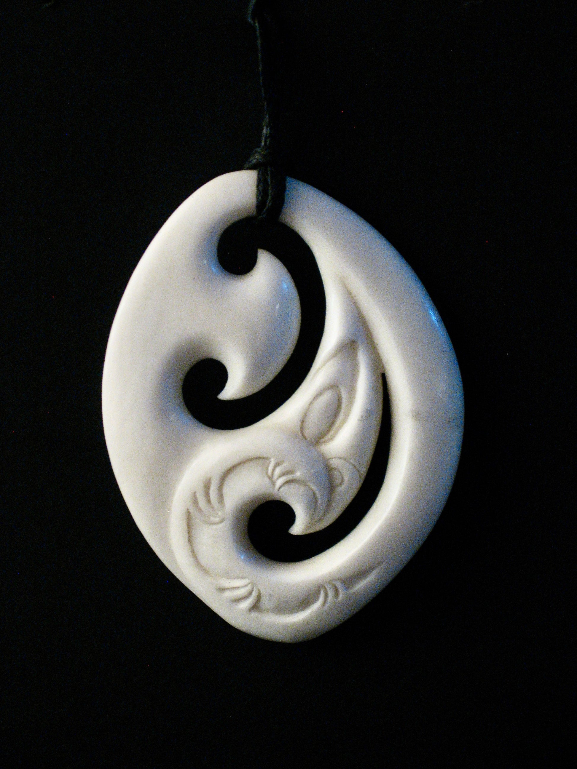 New Zealand Maori Bone Pendant No82 by Norman Clark Silver Fern Gallery 