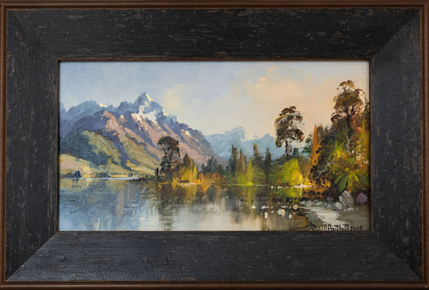 Framed Oil Painting by Neil J Bartlett Mount Bonpland Lake Wakatipu Queenstown New Zealand Silver Fern Gallery