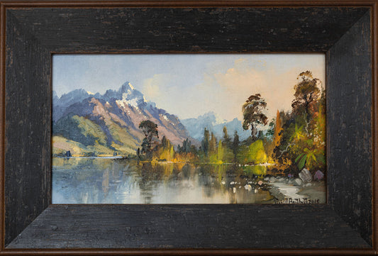 Framed Oil Painting by Neil J Bartlett Mount Bonpland Lake Wakatipu Queenstown New Zealand Silver Fern Gallery