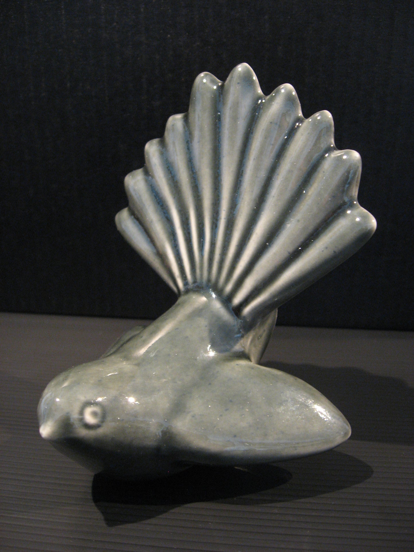 Ceramic Piwakawaka (Fantail) by Bob Steiner (black) Silver Fern Gallery