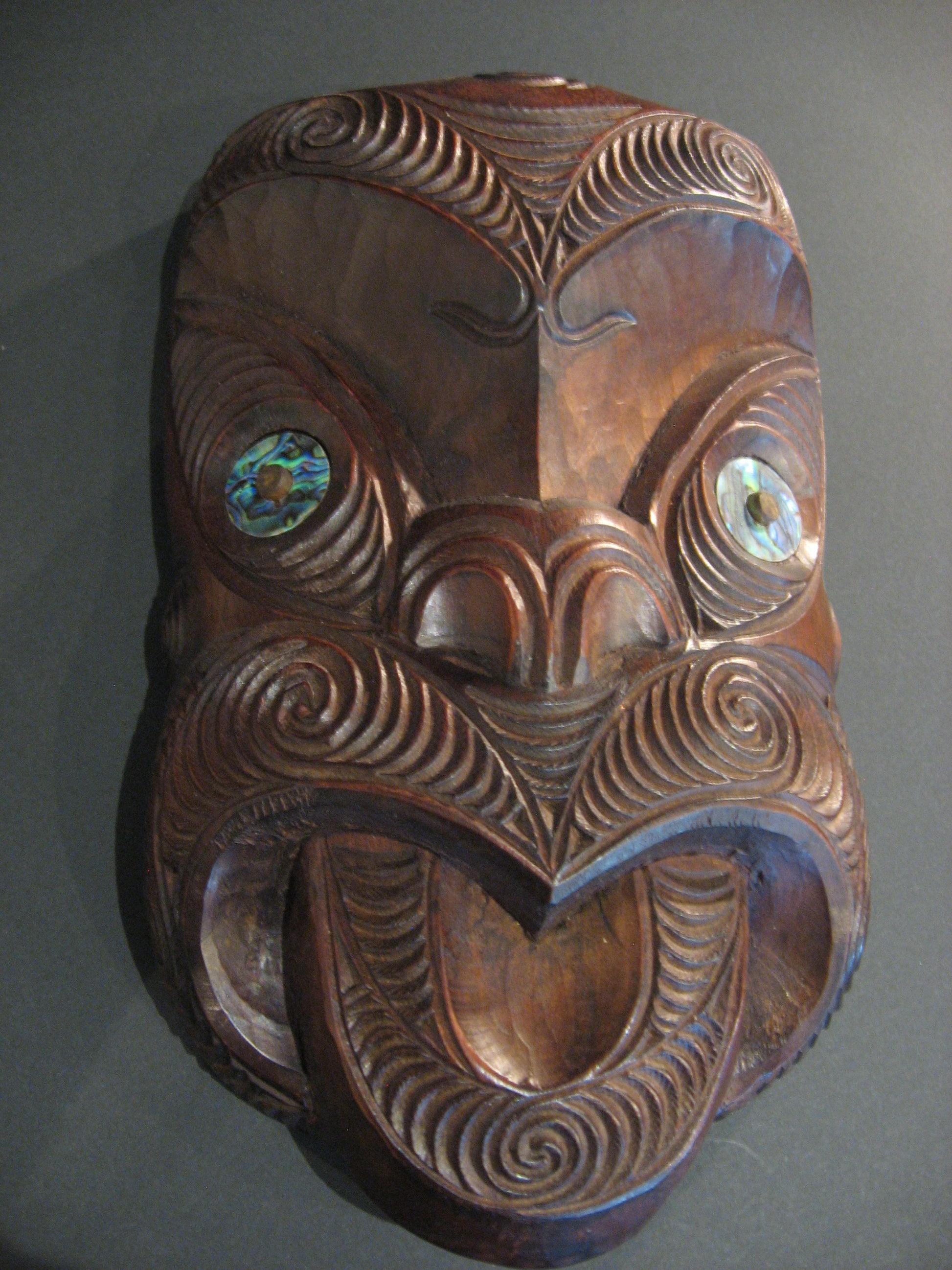 Hand Carved Maori Wheku Mask by Thomas Hansen Silver Fern Gallery