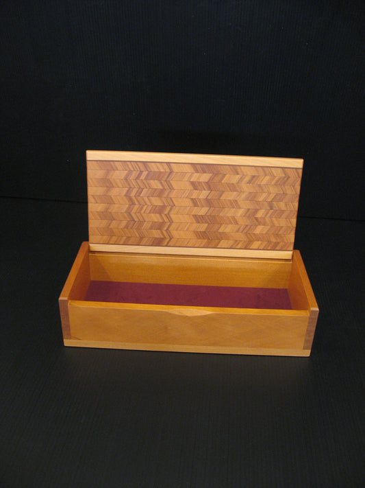 Inside Kauri Wooden Zigzag Patterned Jewellery Box by Timber Arts NZ Silver Fern Gallery