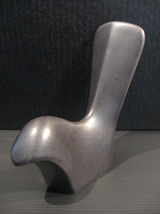 Side view of Ceramic Stylised Fantail Black by Bob Steiner NZ Silver Fern Gallery