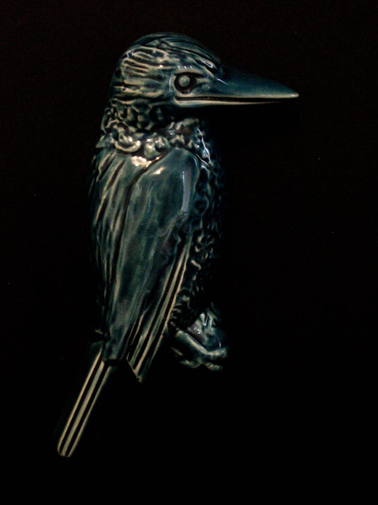 Ceramic Kotare Blue (Kingfisher wings up) by Bob Steiner Silver Fern Gallery