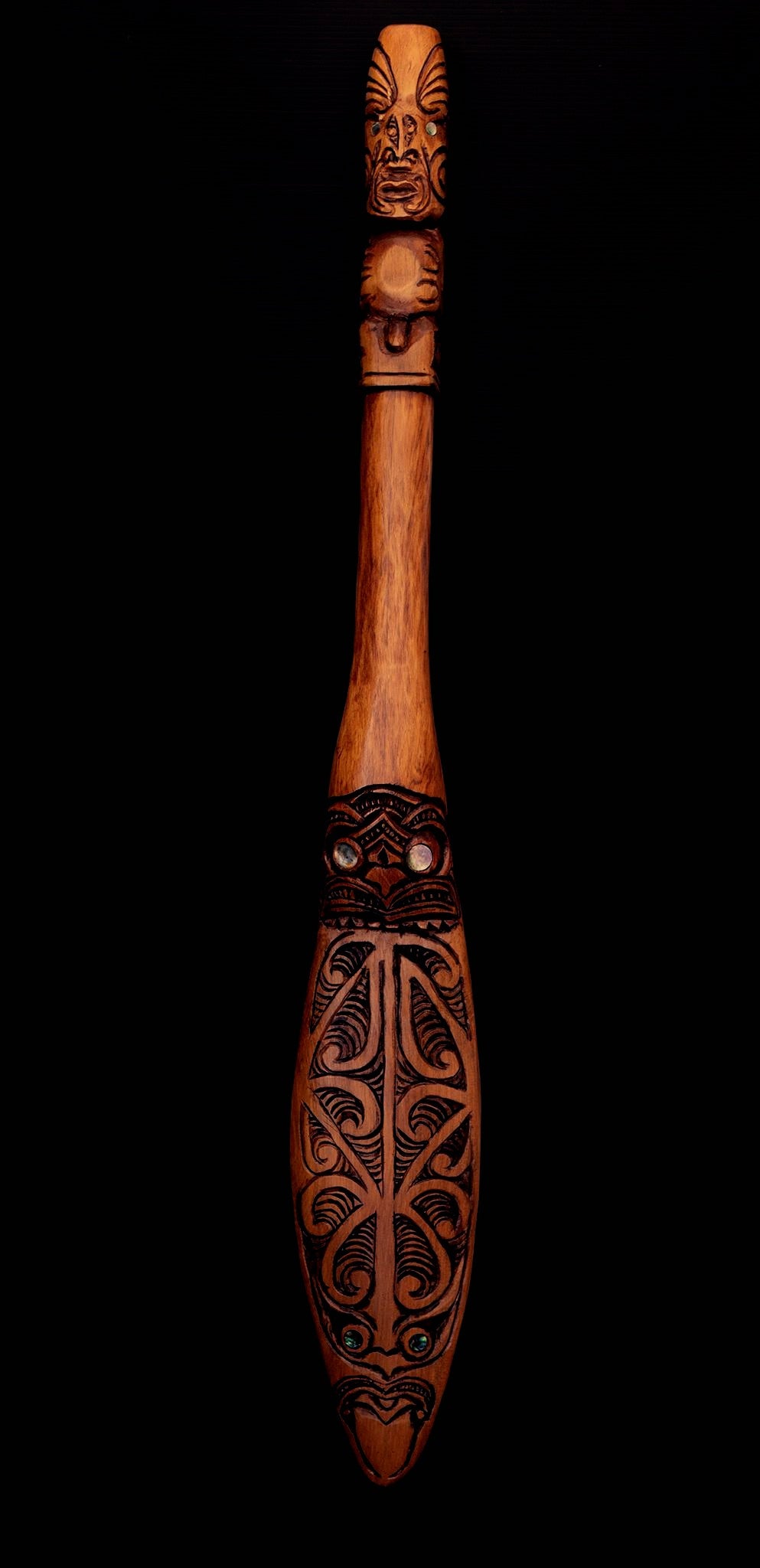 Hand Carved Waka Hoe Paddle Oar by Grant Holder Silver Fern Gallery