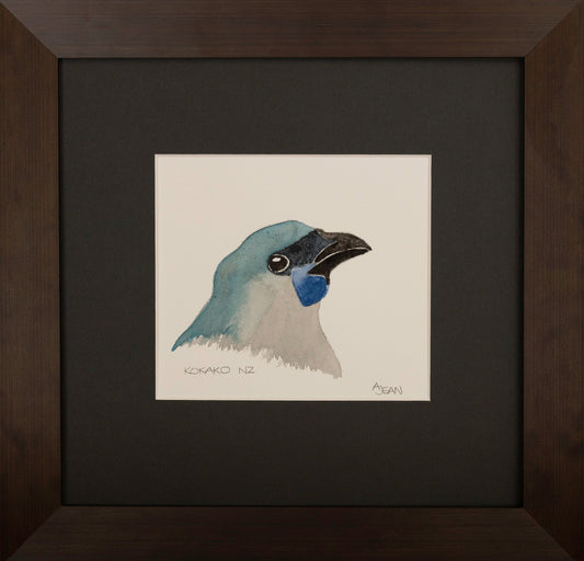 Watercolour Painting New Zealand Kokako Bird by artist Avril Jean Silver Fern Gallery