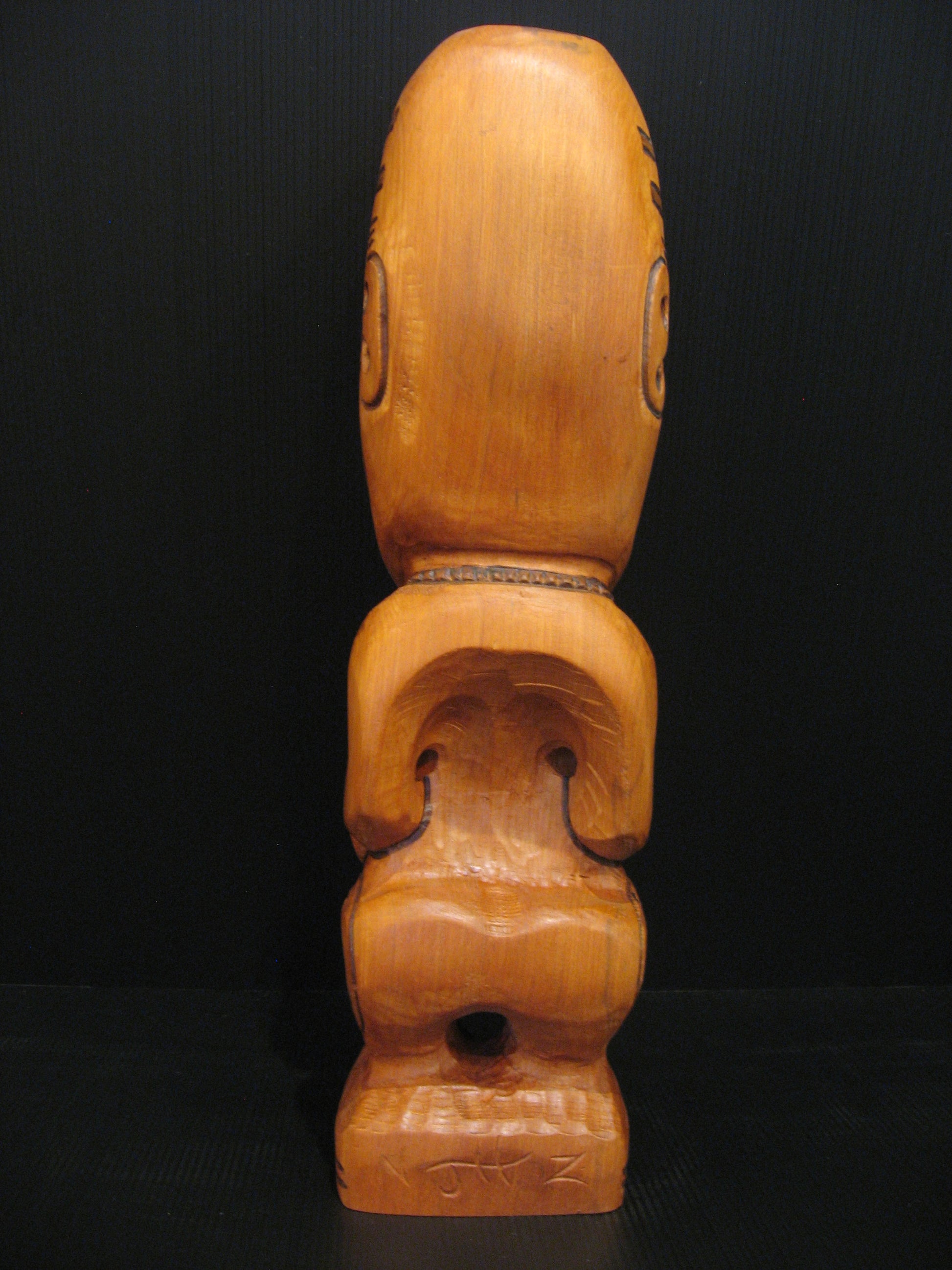Back view New Zealand Maori Tekoteko Wood Carving by Jason Holder Silver Fern Gallery
