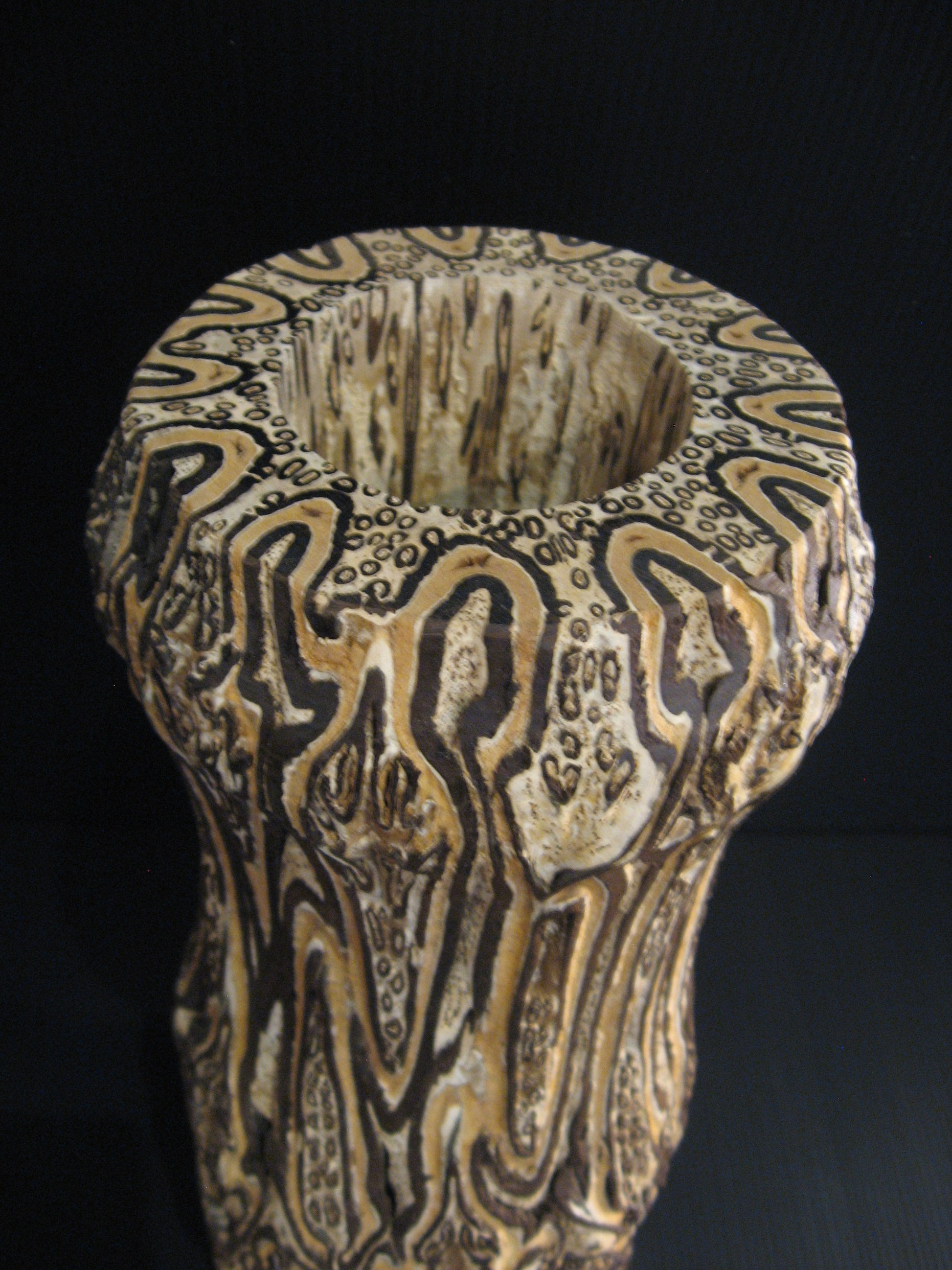 Detail of Ponga Wooden Vase New Zealand Native Wood by Fernwood Silver Fern Gallery