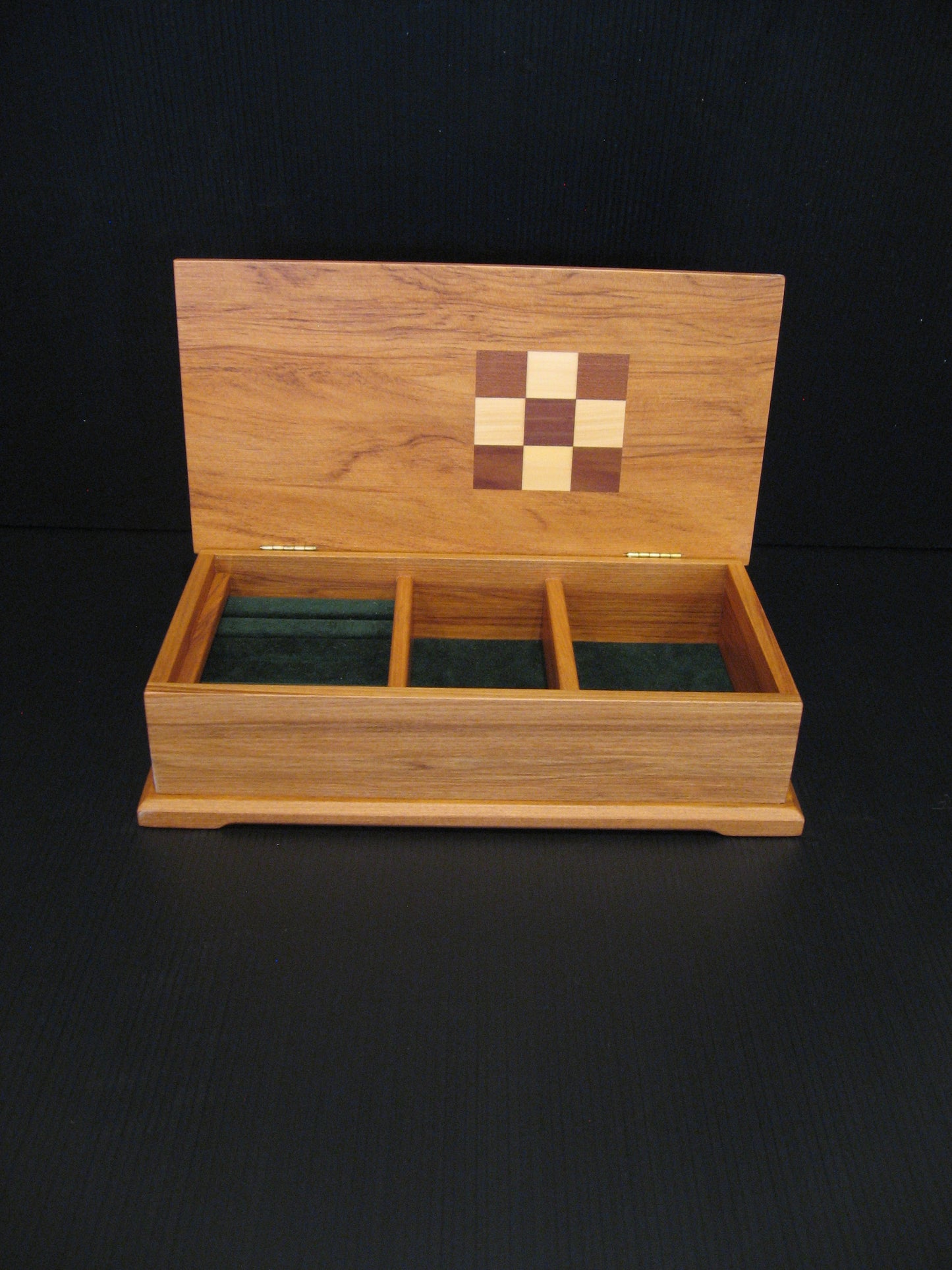 Inside Rimu Wood Jewellery Box with Inlaid Wood from Native Timbers by Timber Arts NZ Silver Fern Gallery