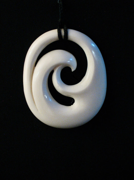 New Zealand Maori Bone Pendant No94 by Norman Clark Silver Fern Gallery 