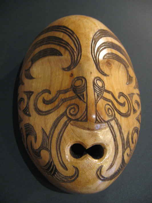 Hand Carved Maori Parata Mask by Thomas Hansen Silver Fern Gallery