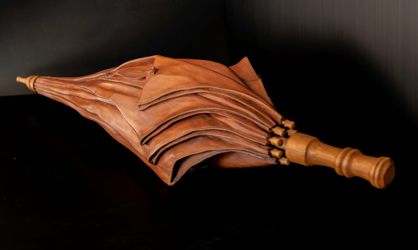 Hand Carved Wooden Umbrella by Kevin McCardell Silver Fern Gallery