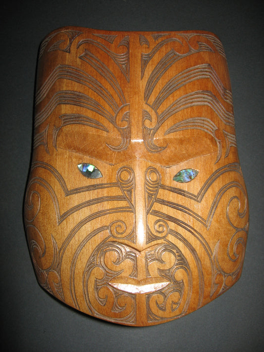 Hand Carved Maori Upoko Mask by Thomas Hansen Silver Fern Gallery