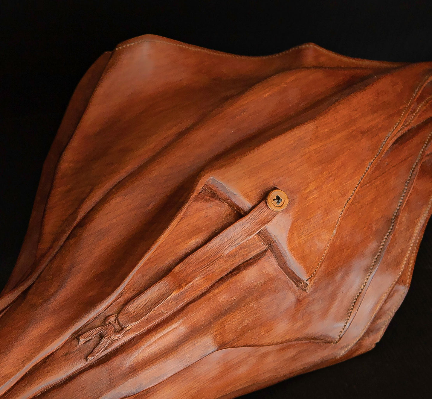 Hand Carved Wooden Umbrella Detail by Kevin McCardell Silver Fern Gallery