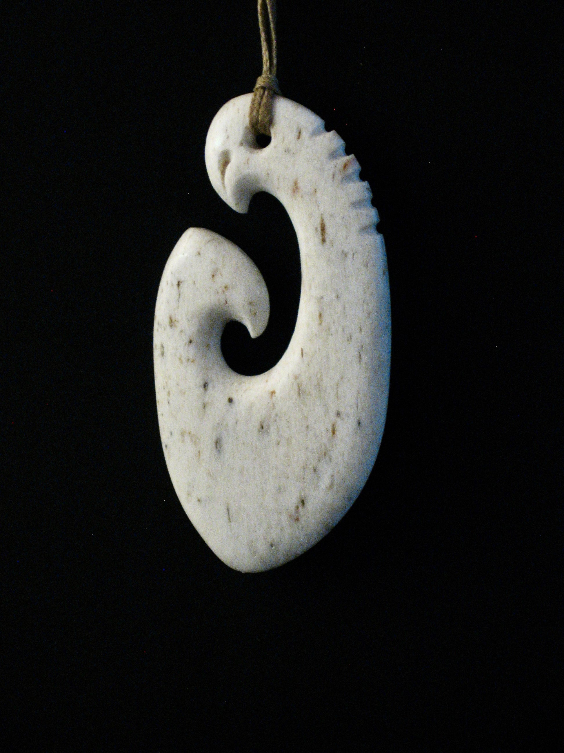 New Zealand Maori Whale Bone Pendant No57 by Norman Clark Silver Fern Gallery