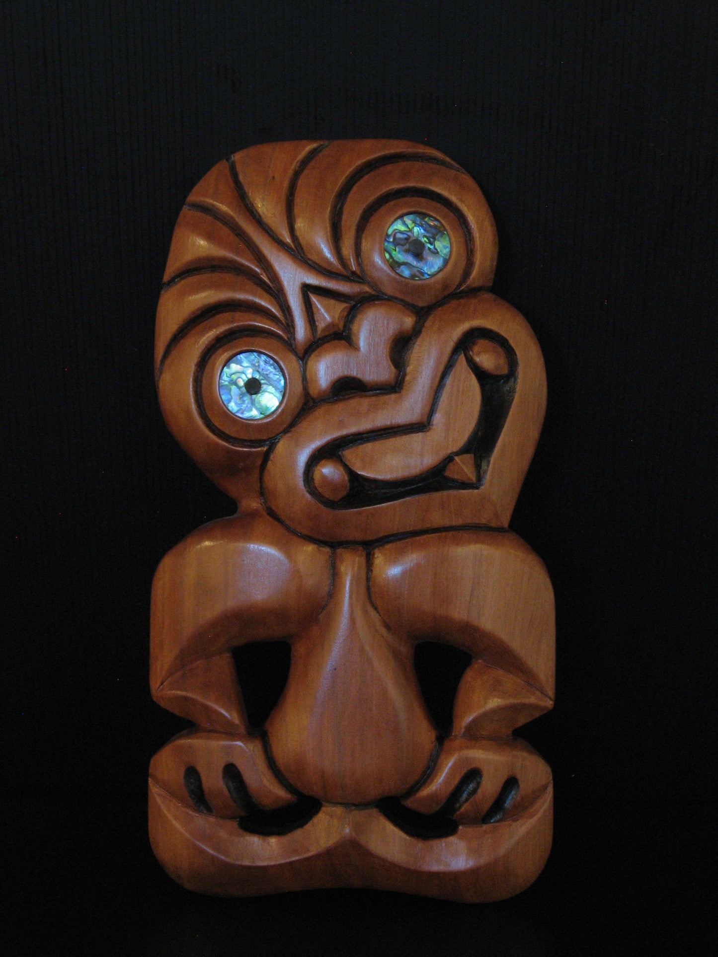 New Zealand Maori Tiki Wood Carving by Grant Holder Silver Fern Gallery