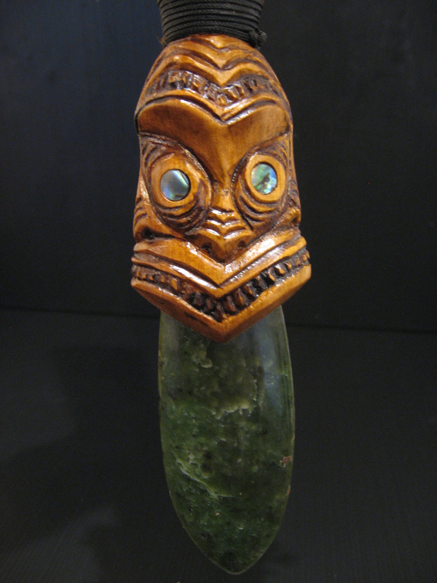 Greenstone Tongue of Hand Carved Taiaha by Jason Holder Silver Fern Gallery