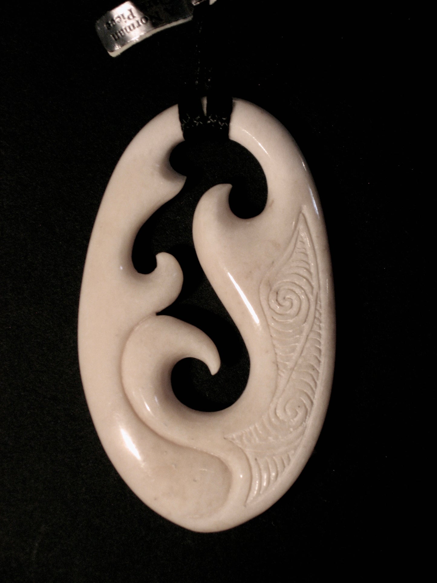 New Zealand Maori Bone Pendant No111 by Norman Clark Silver Fern Gallery 