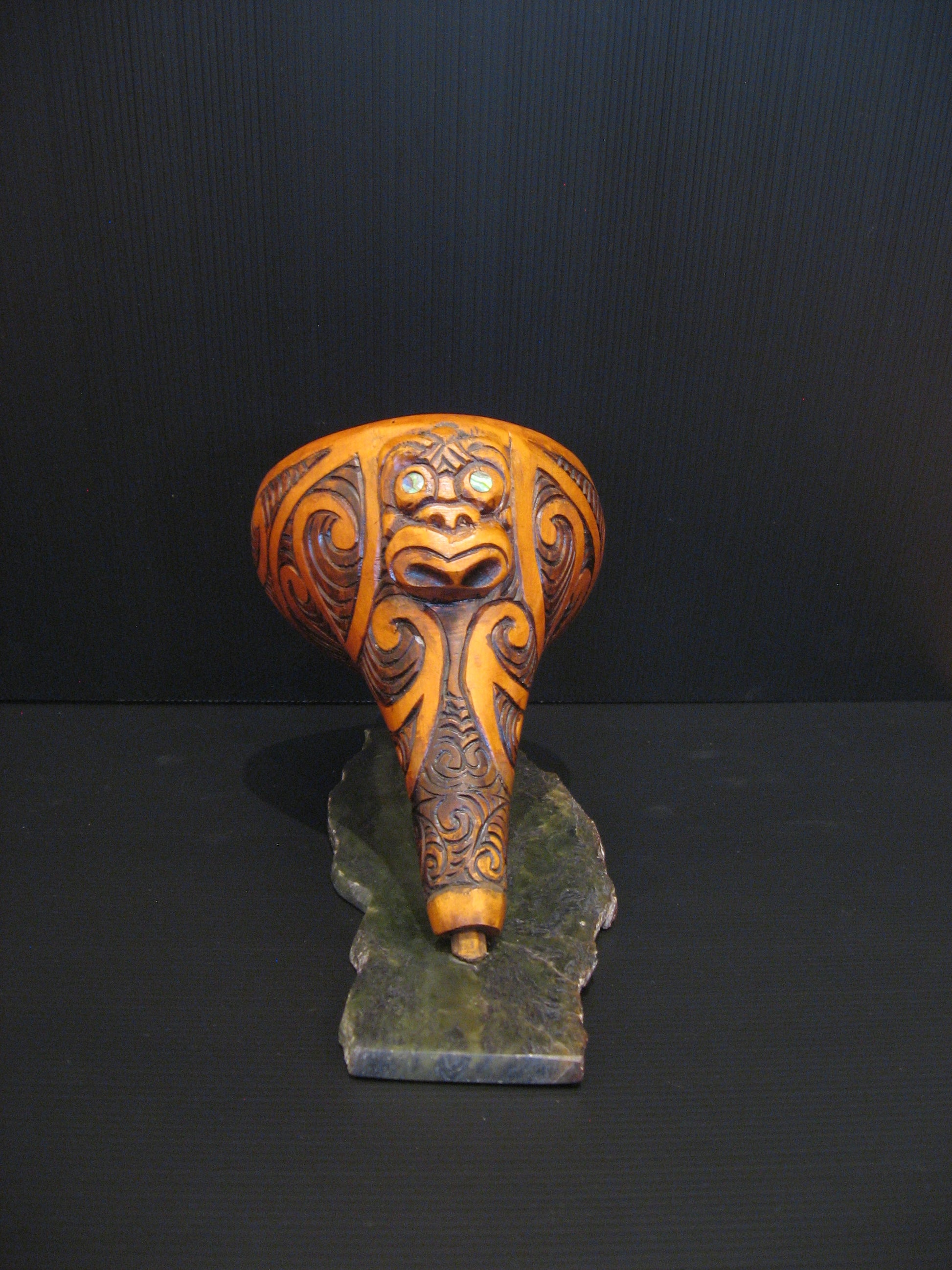 New Zealand Maori Taonga Korere Feeding Funnel Wood Carving by Gary Holder Silver Fern Gallery