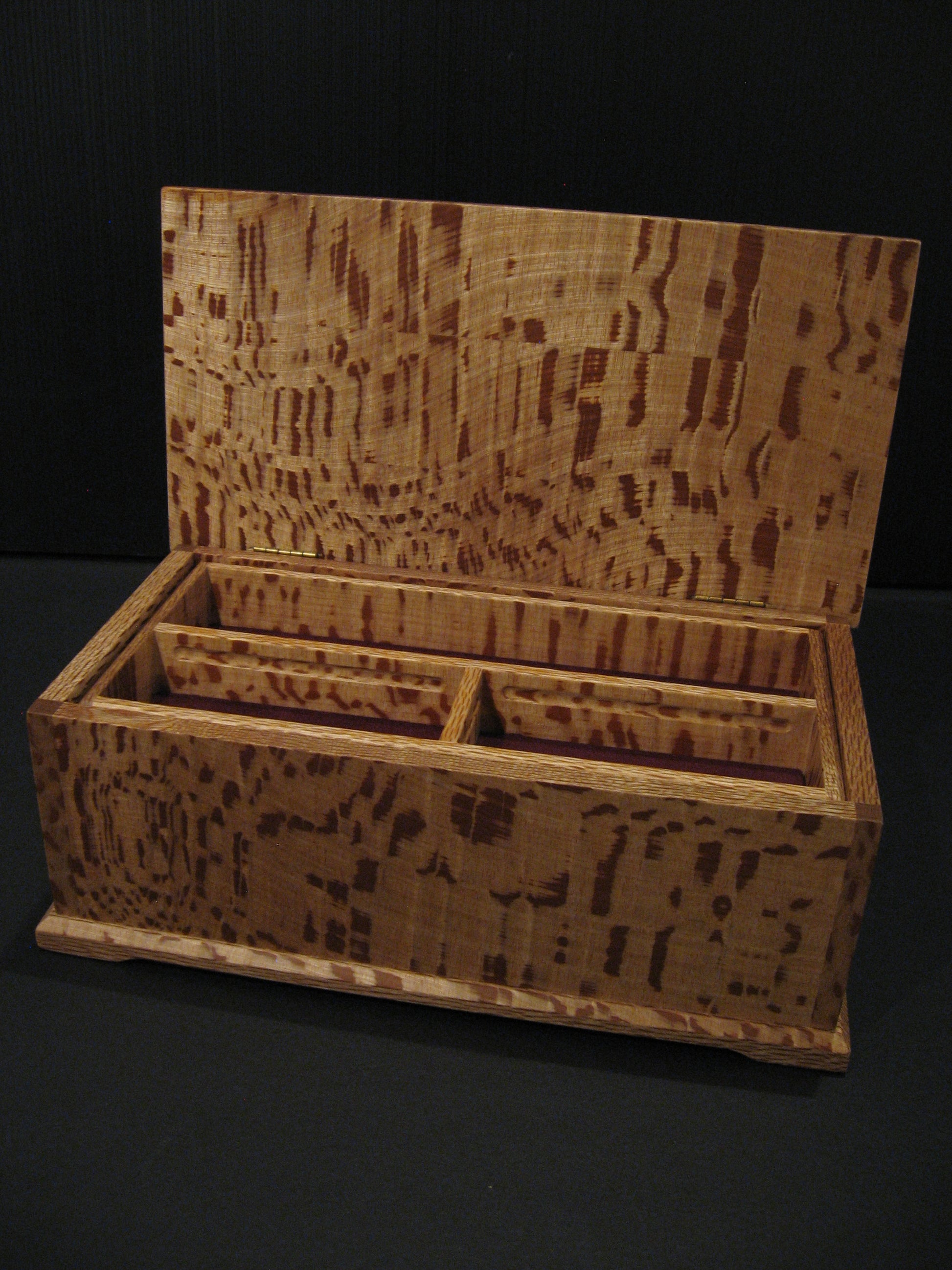 Inside of Deluxe Rewarewa Wooden Jewellery Box by Timber Arts formerly Sovereign Woodware NZ Silver Fern Gallery