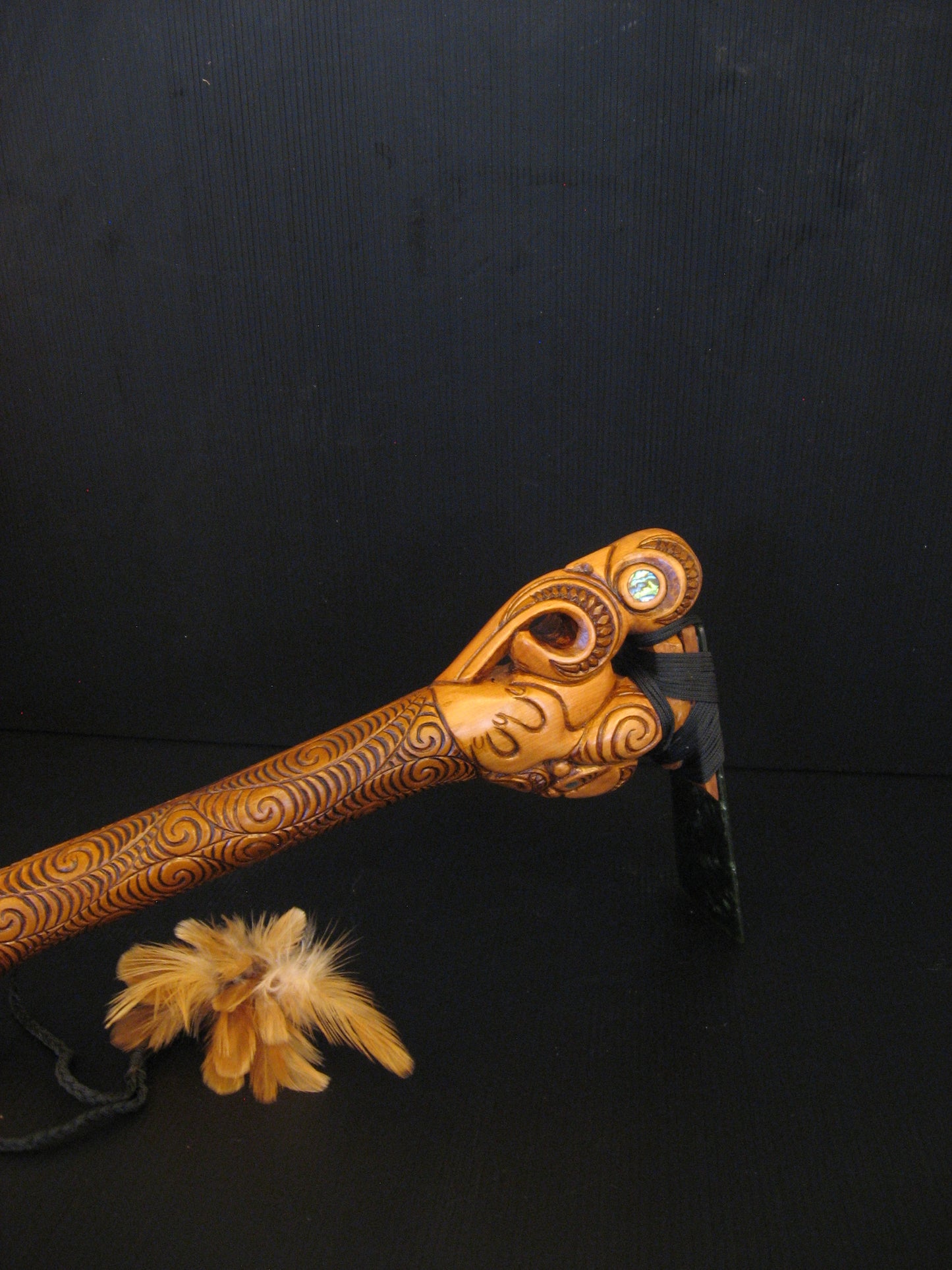 Hand Carved Toki Poutangata on Stand by Jason Holder Silver Fern Gallery