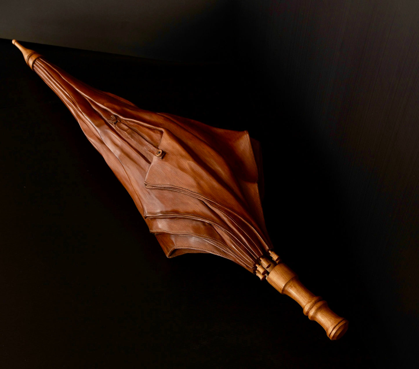 Hand Carved Wooden Umbrella by Kevin McCardell Silver Fern Gallery