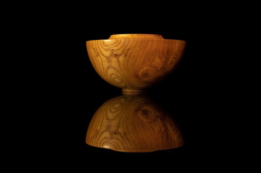 Side view of Elm Wood Urn by Woodturner Mark Russell No205