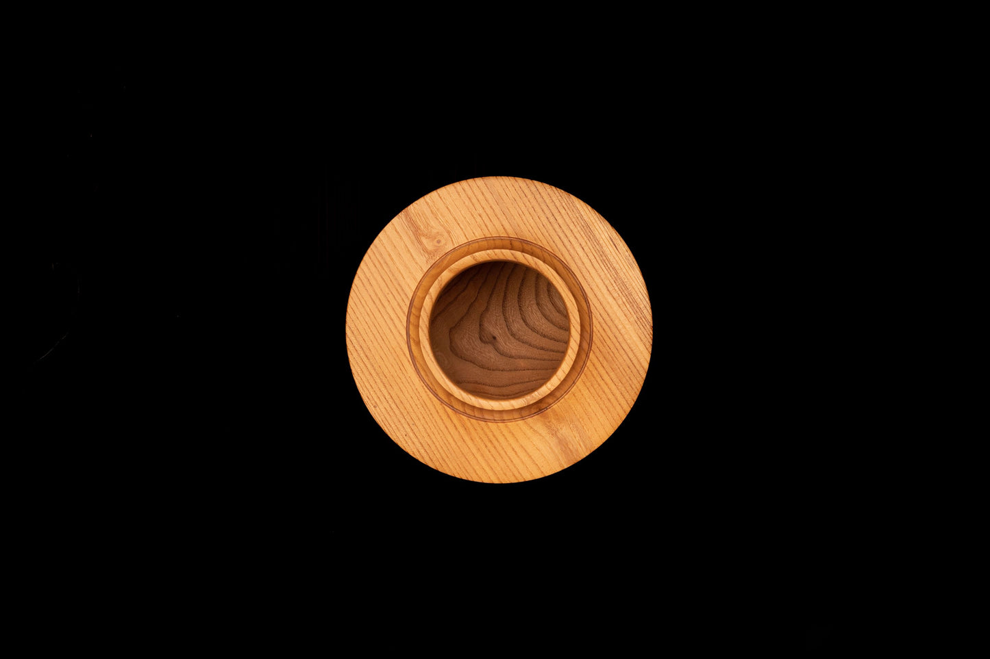 Top view of Elm Wood Urn by Woodturner Mark Russell No205