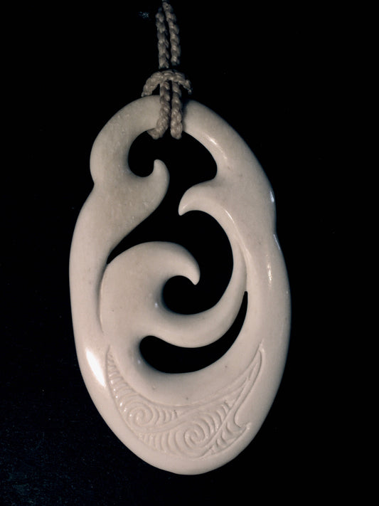 New Zealand Maori Bone Pendant No112 by Norman Clark Silver Fern Gallery 