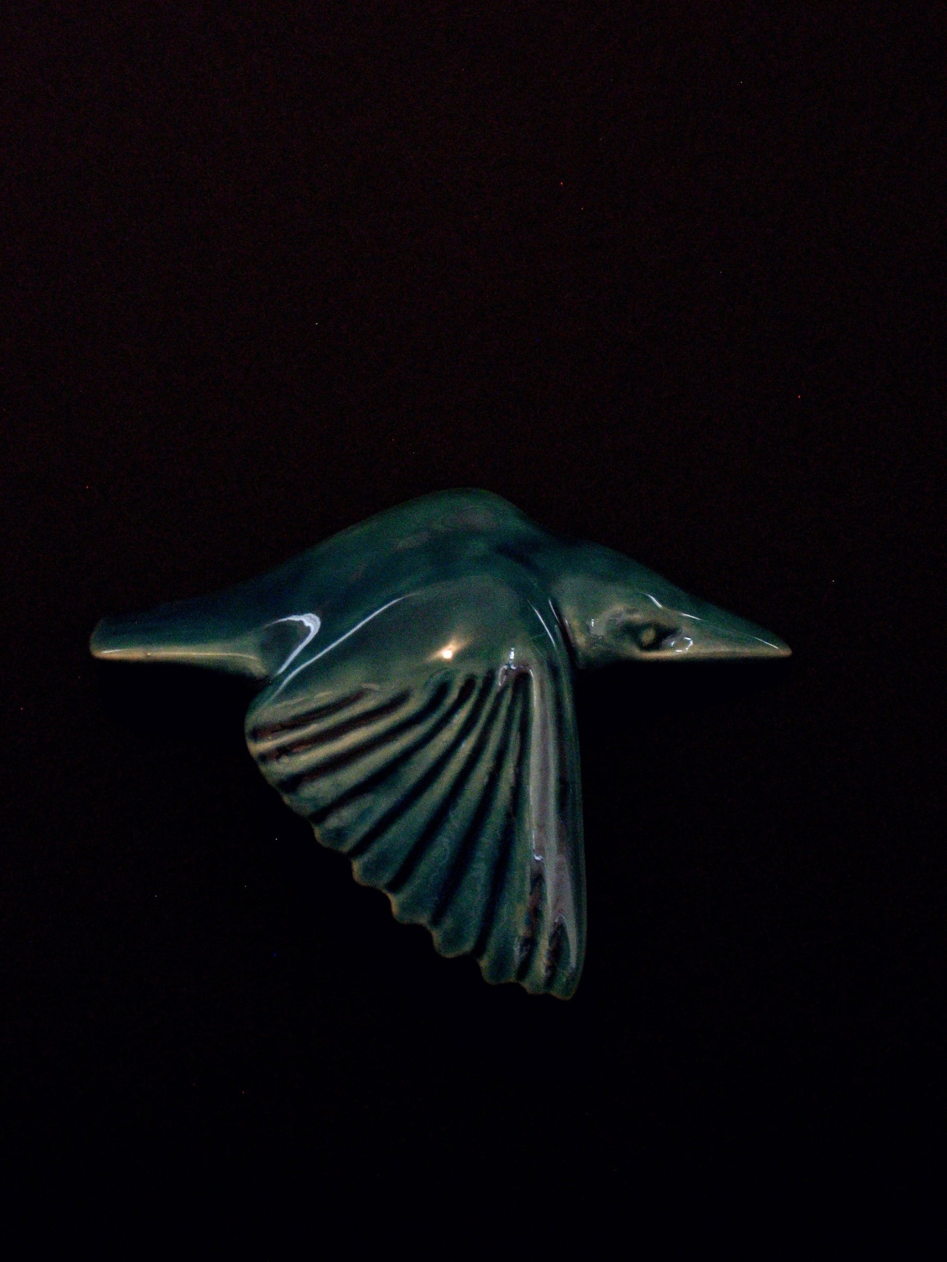 Ceramic Kotare Blue (Kingfisher wings down) by Bob Steiner Silver Fern Gallery