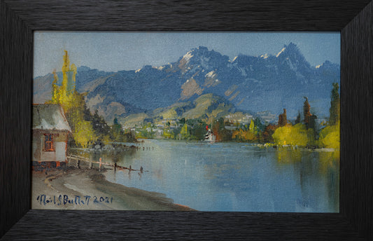 Framed Oil Painting by Neil J Bartlett The Remarkables Mountain Range at Queenstown New Zealand Silver Fern Gallery