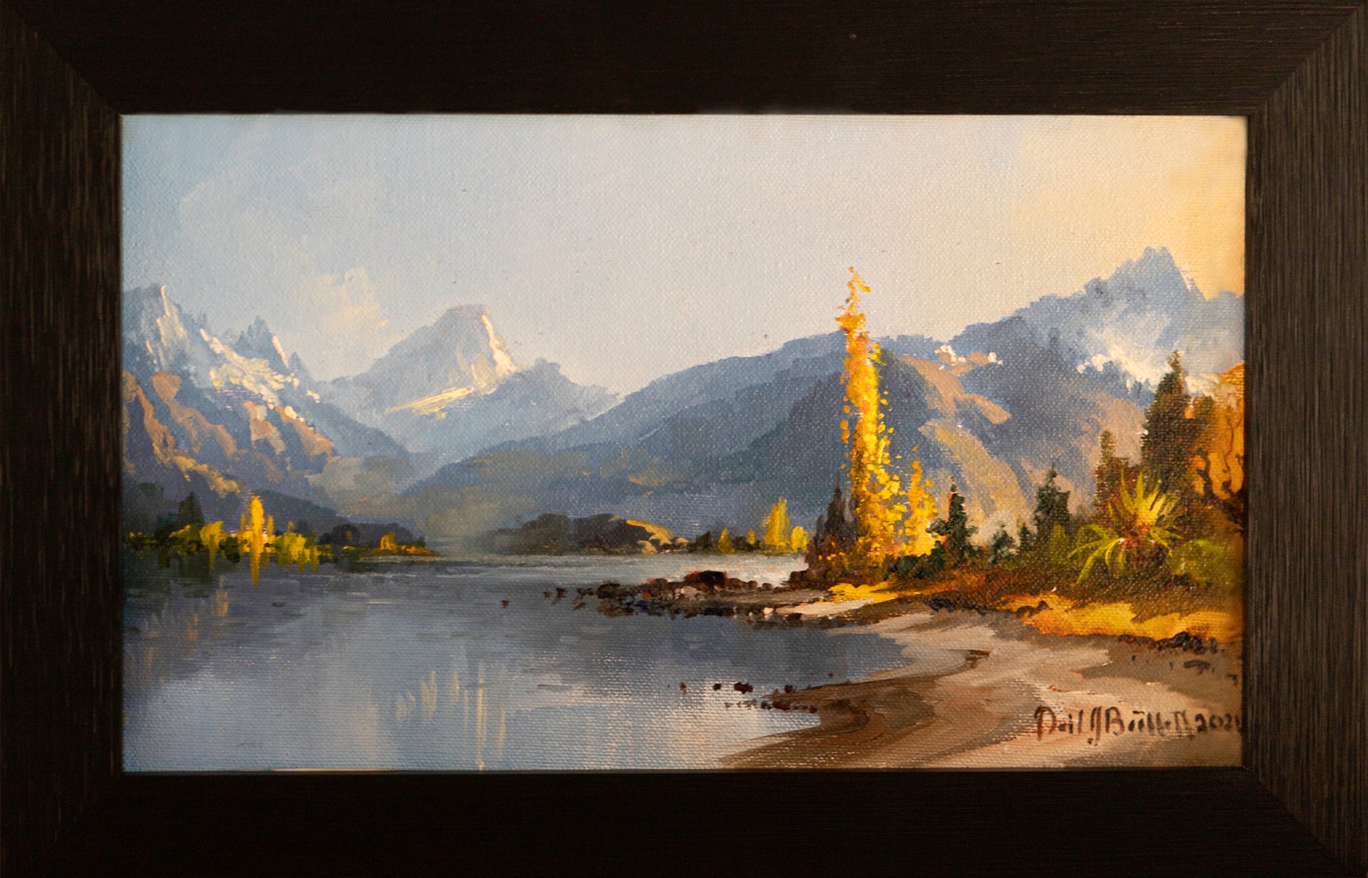 Framed Oil Painting by renowned landscape artist Neil J Bartlett Autumn Mount Aspiring Wanaka near Queenstown NZ Silver Fern Gallery