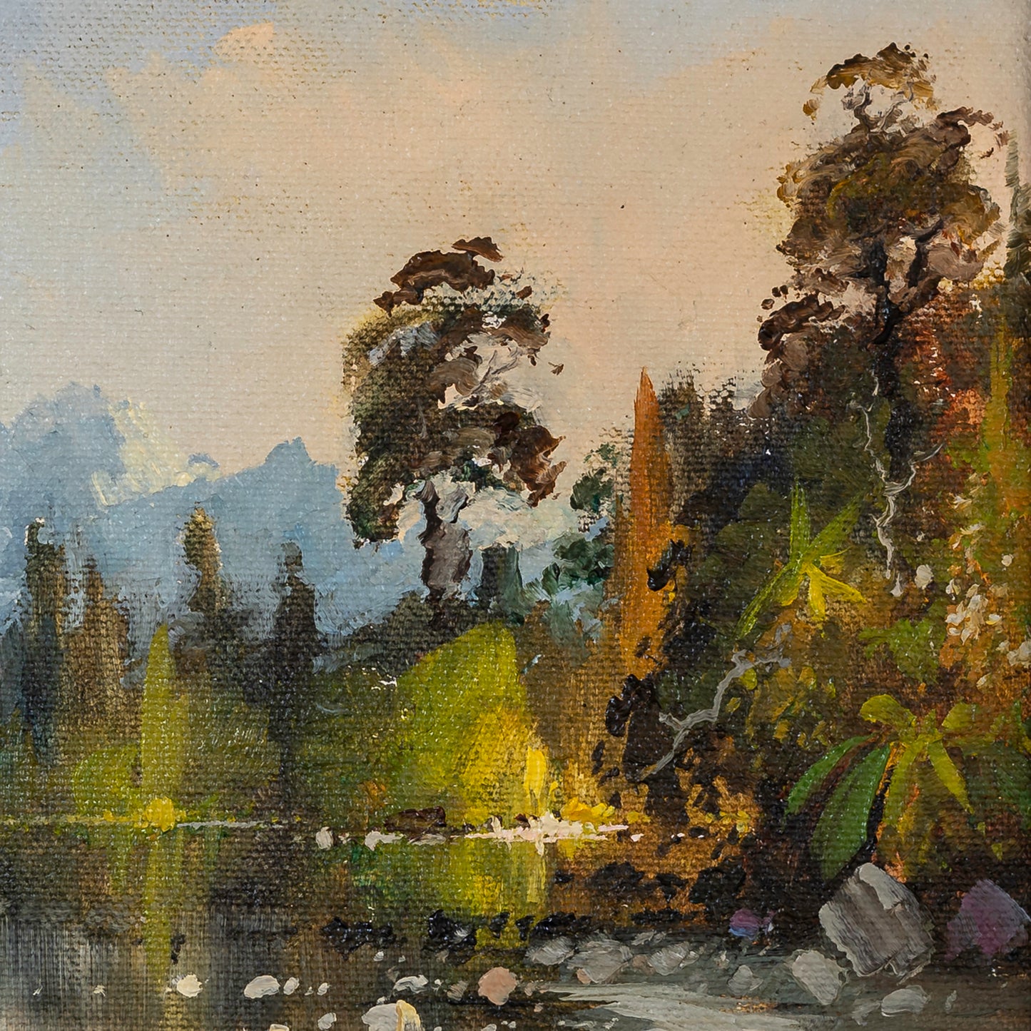 Partial detail of Oil Painting by Neil J Bartlett Mount Bonpland Lake Wakatipu Queenstown New Zealand Silver Fern Gallery