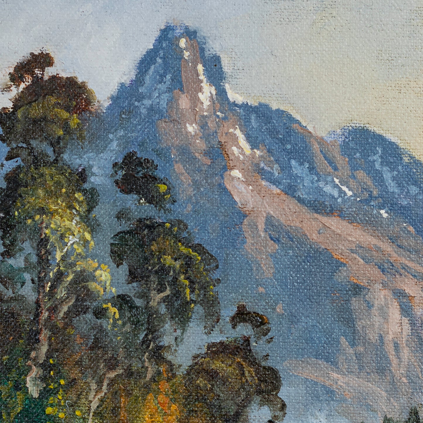 Partial detail of Framed Oil Painting by Neil J Bartlett Walter Peak Queenstown New Zealand Silver Fern Gallery