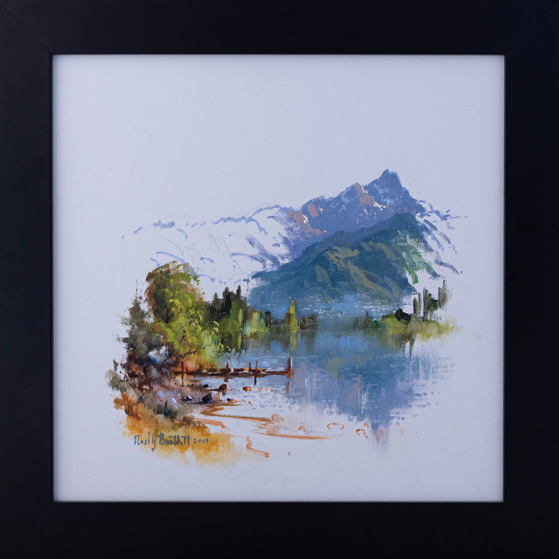 Framed Oil Painting by Neil J Bartlett of Queenstown Silver Fern Gallery