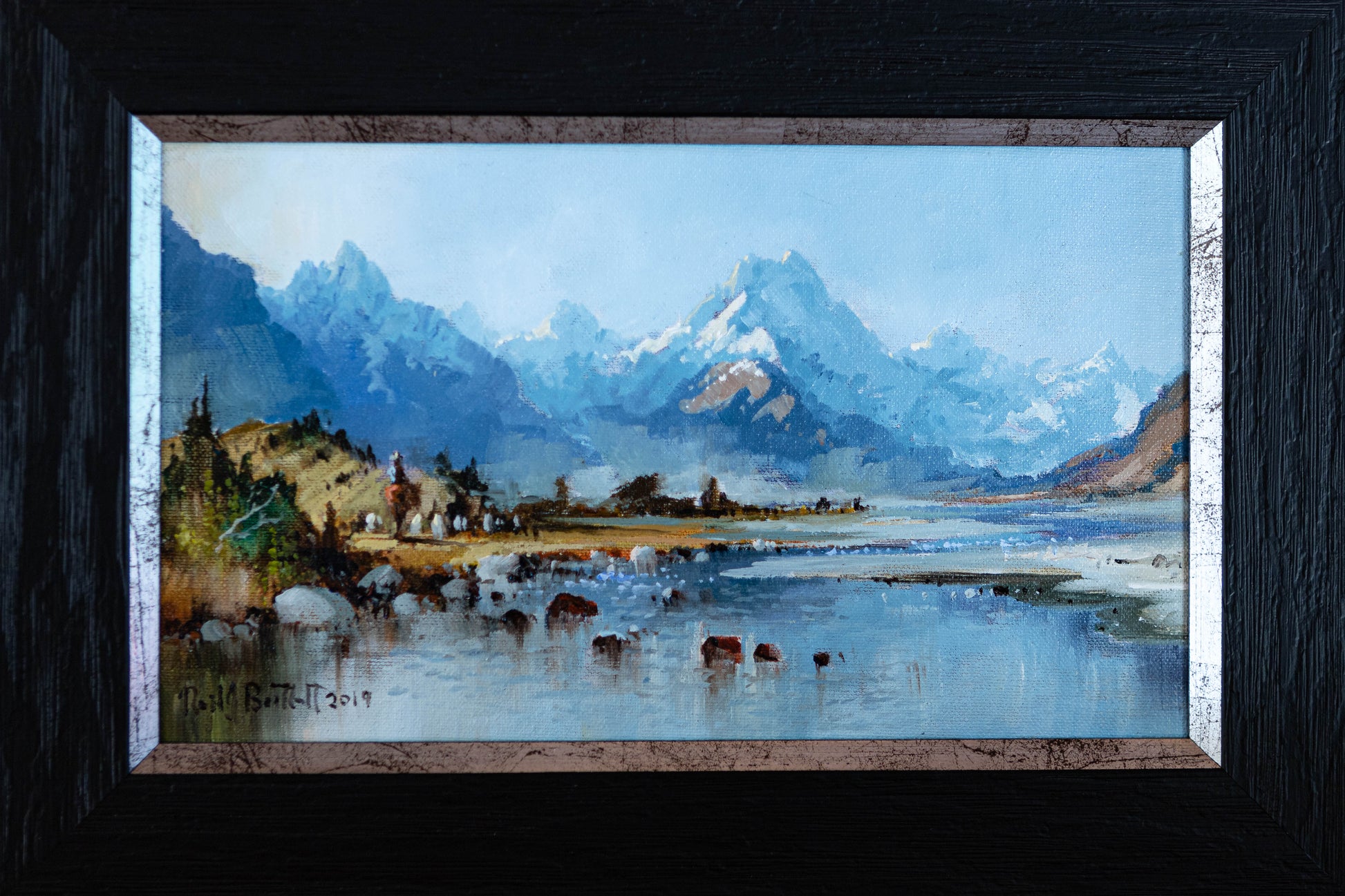 Framed Oil Painting by Neil J Bartlett of Mount Cook Silver Fern Gallery