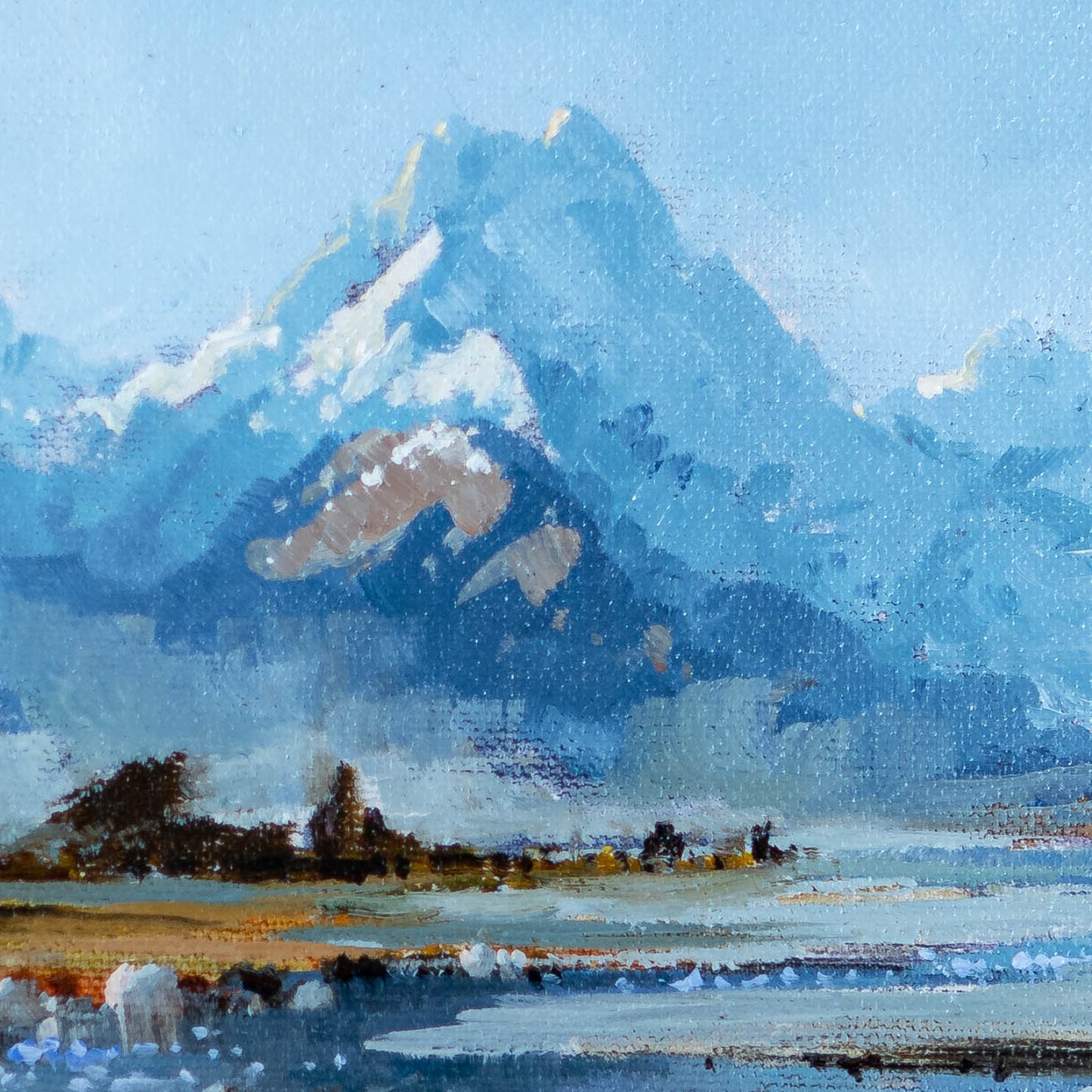 Detail of Oil Painting by Neil J Bartlett of Mount Cook Silver Fern Gallery