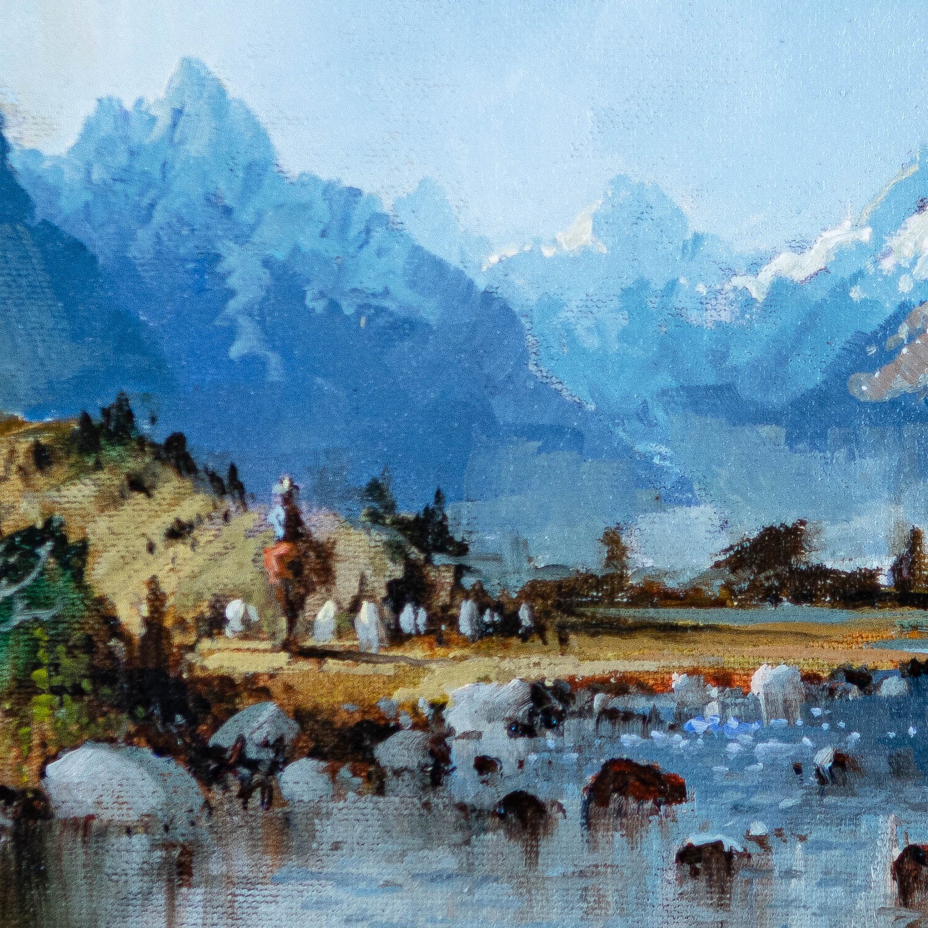 Detail of Framed Oil Painting by Neil J Bartlett of Mount Cook Silver Fern Gallery